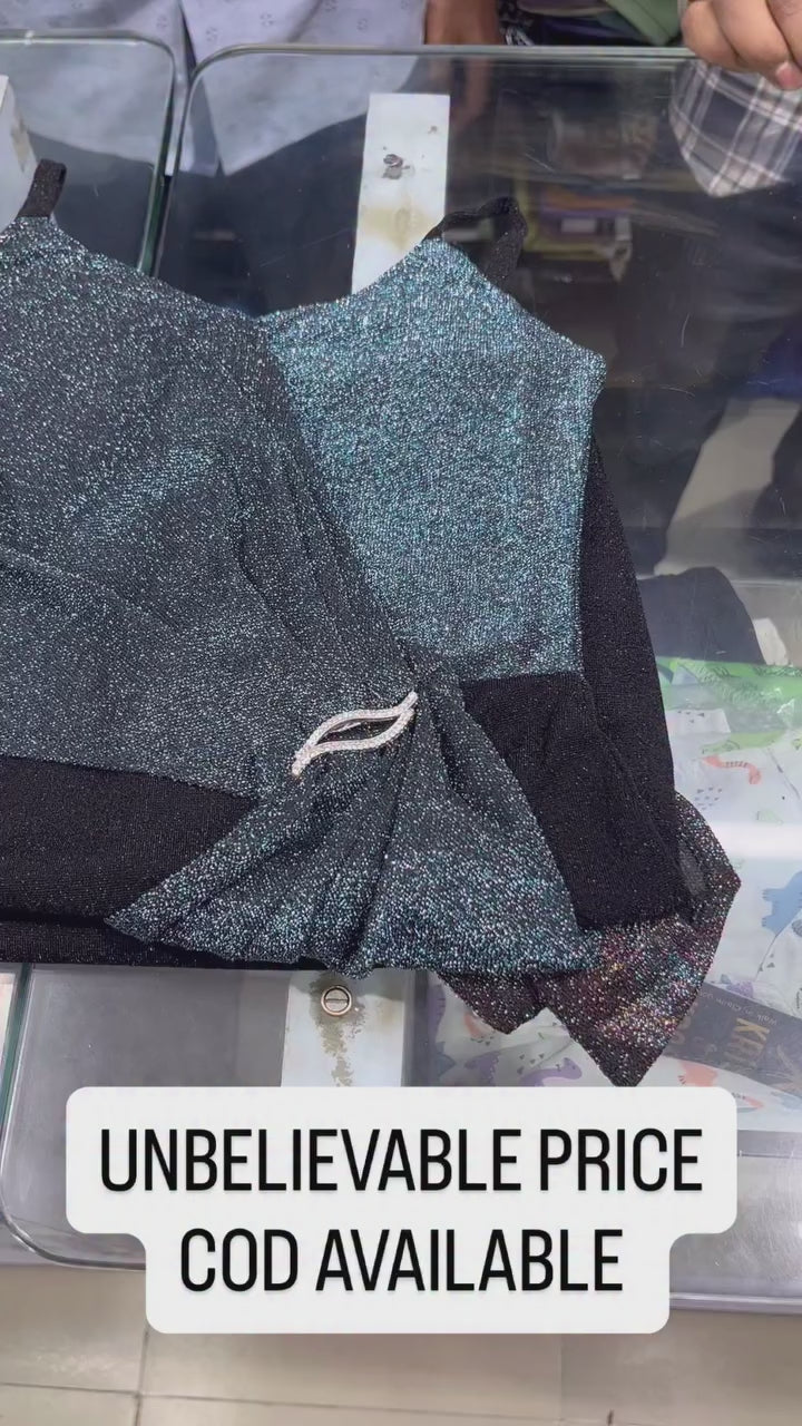 Girls Multicolor Shimmer Partywear Onepiece with Purse [GD-6442] (1-7Years)