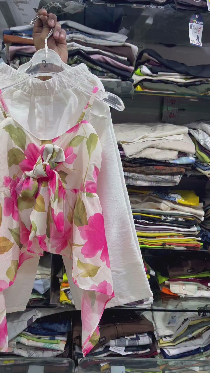 Girls Yellow Floral Palazzo Co-Ord Set [GCS-5A-1180] (4-12 Years)