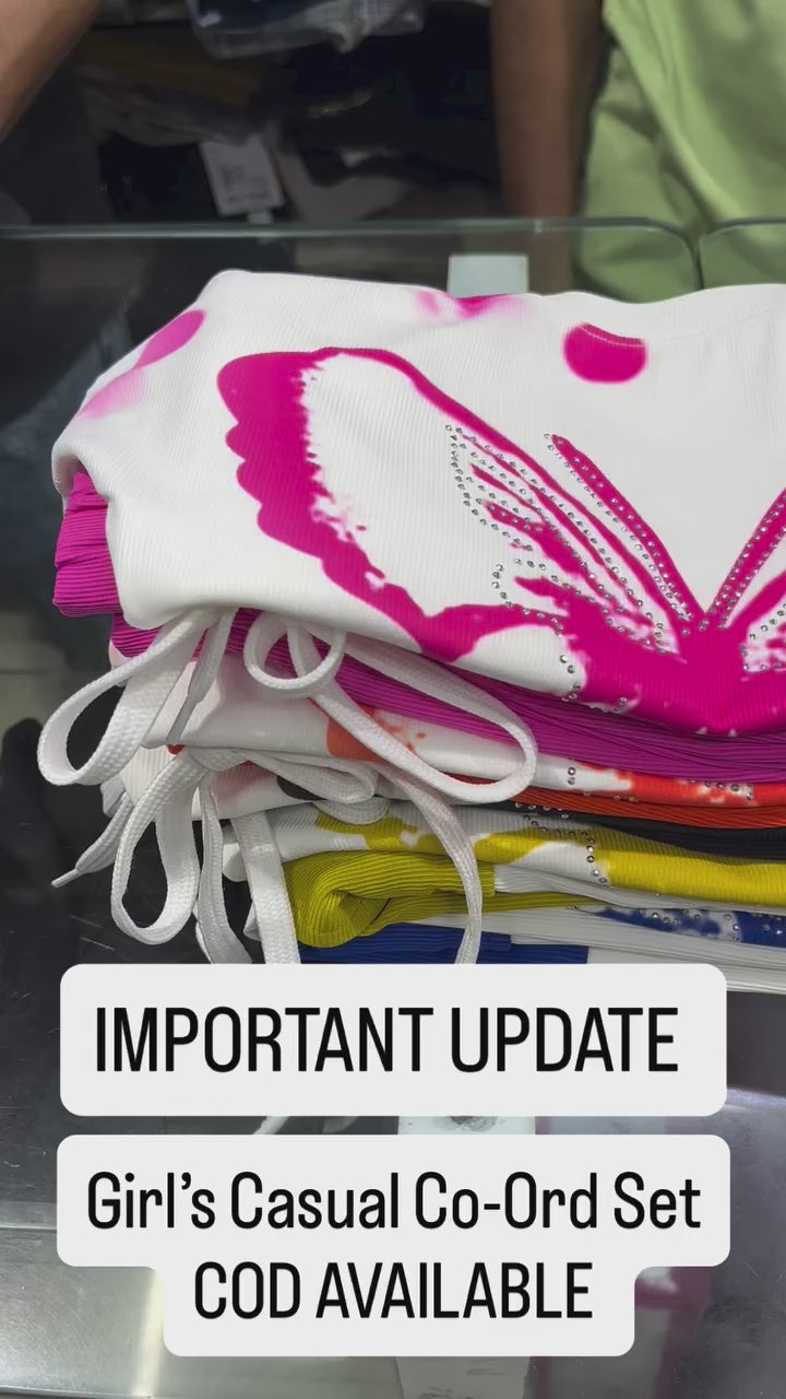 Girl's Buterfly Orange Co-Ord Set [GCS-6530](3-12 Years)