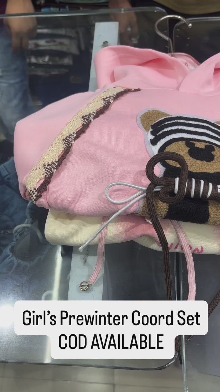 Girl's Pink Teddy Imported Hooded Co-Ord Set [GCS-6429] [1 - 5Years]