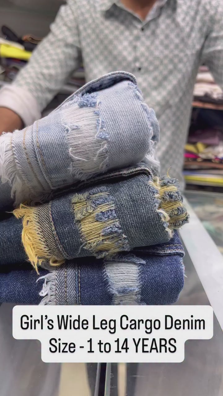 Girls Wide Leg Cargo Jeans [GJ-906] (9 Months-14Years)