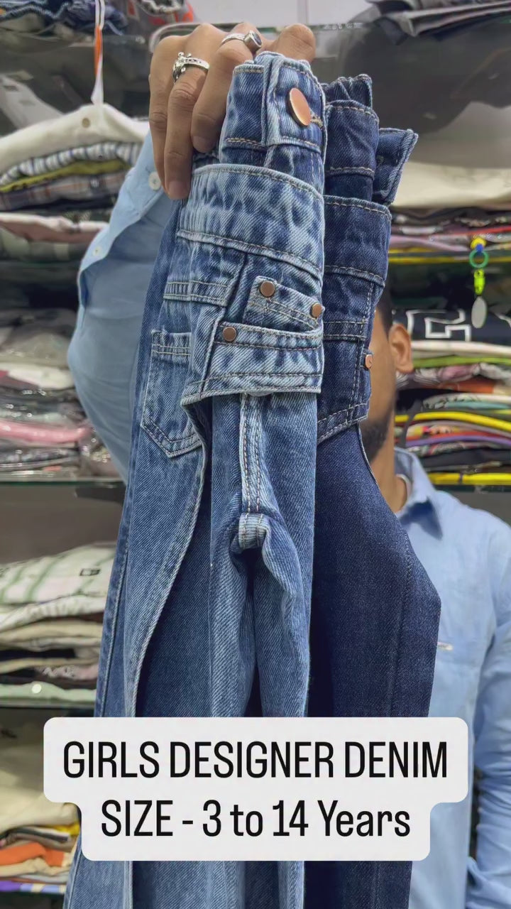 Girls Wide Leg Designer Denim Jeans (Only Jeans)  [GJ-3D-5611] (3-14Years)
