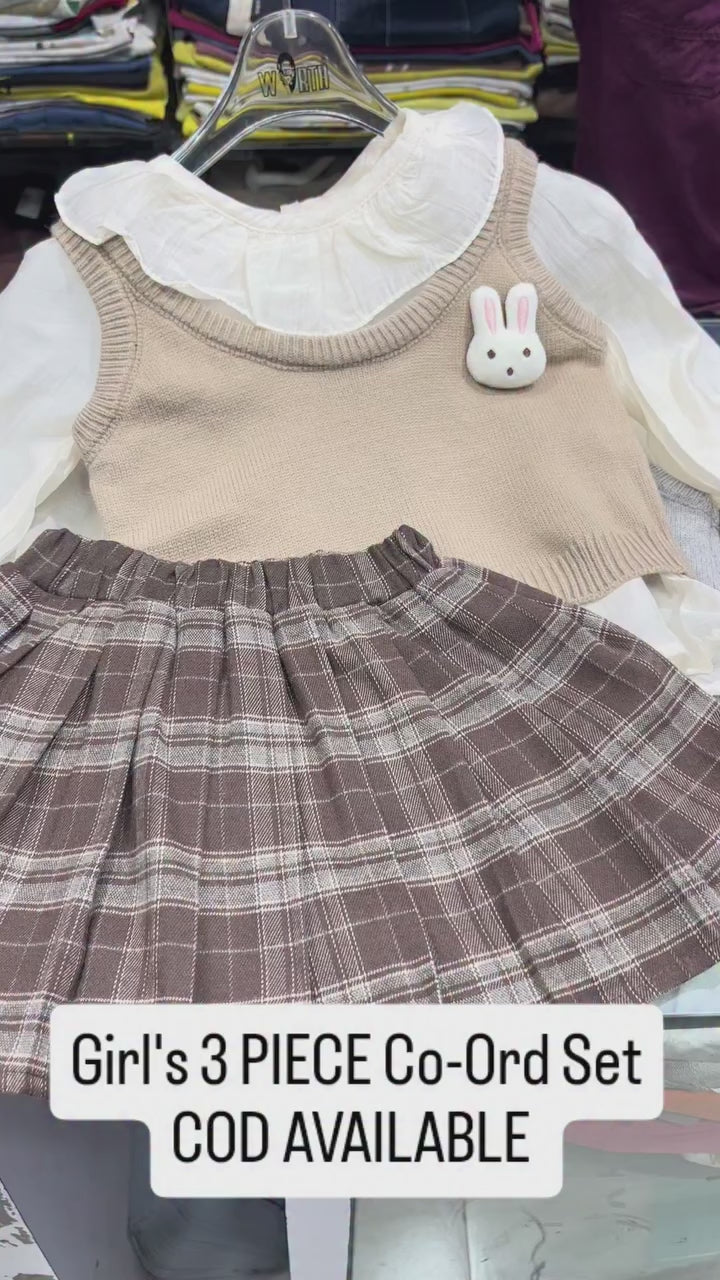 Girl's Imported 3 Piece Co-Ord Set [GCS-6242](1-6 Years)