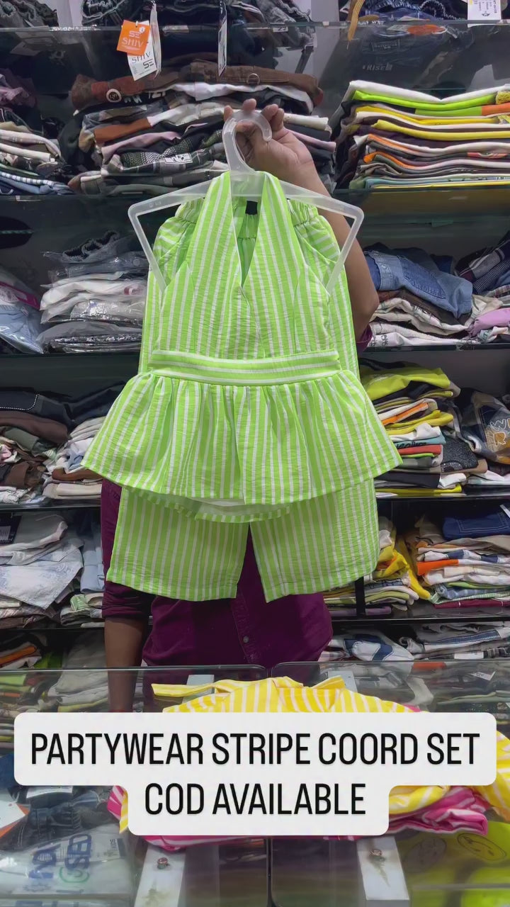 Girls Striped Backless Orange Co-Ord Set [GCS-5A-9997] (4-12 Years)