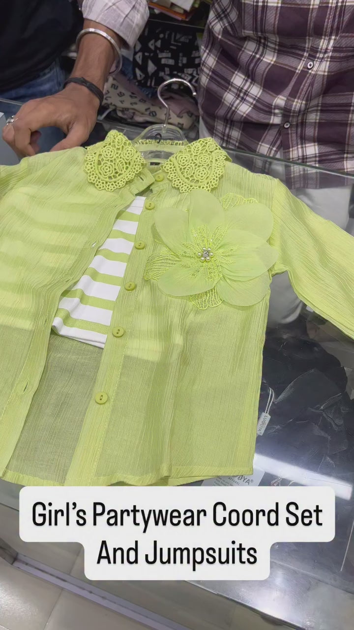 Girl's 3 Peice Party Wear Co-Ord Set [GCS-6582] (5-12 Years)
