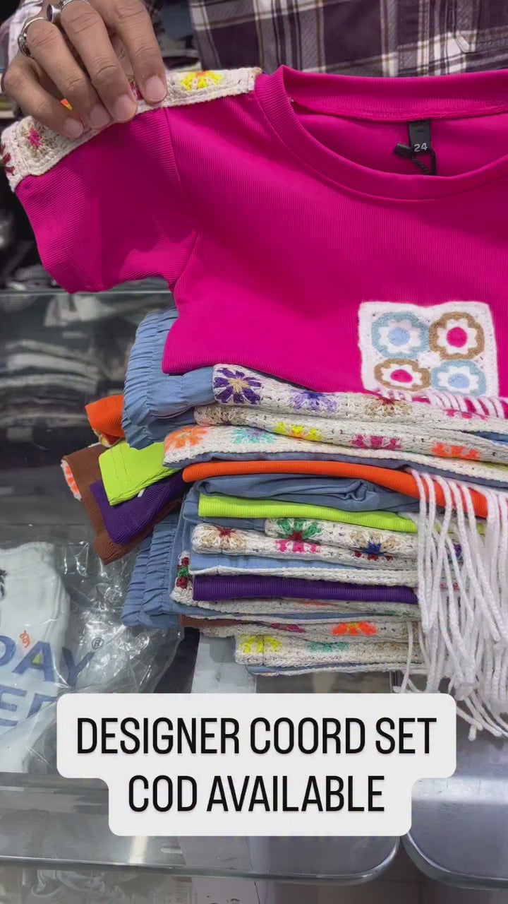 Girls Fancy Patch Purple Co-Ord Set [GCS-2122] (3-12 Years)