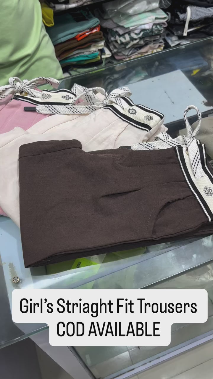 Girls Cotton Straight Fit Pants [GJ-839] (4-12Years)