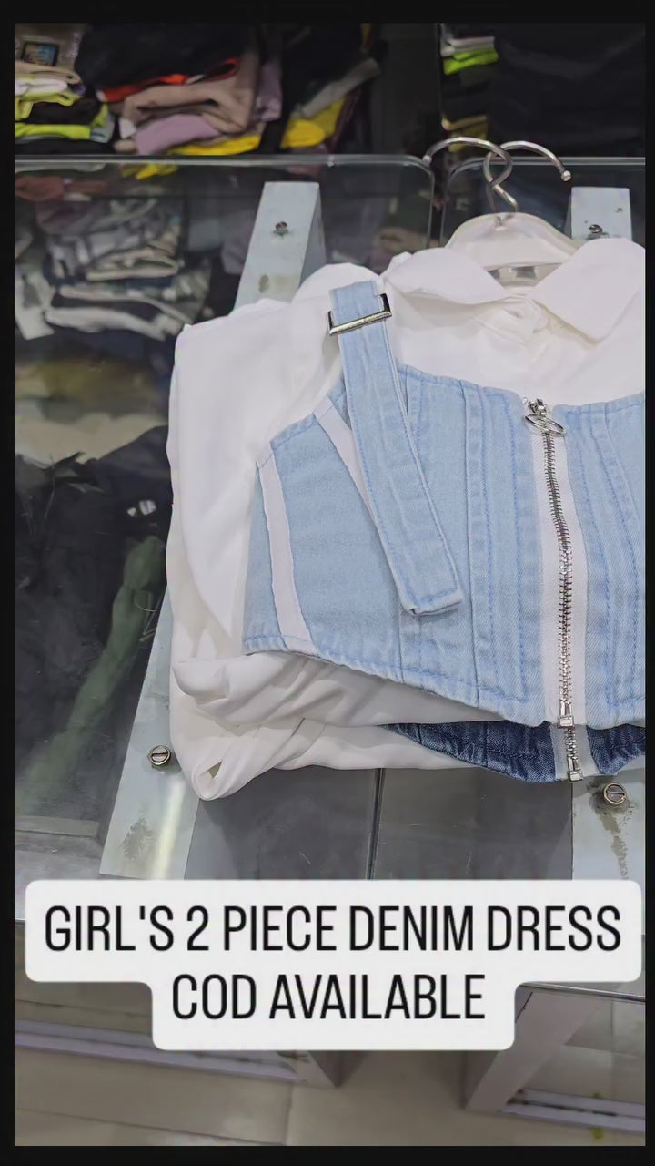 Girls 2 Peice White Dress [GD-6678 ] (3-11 Years)