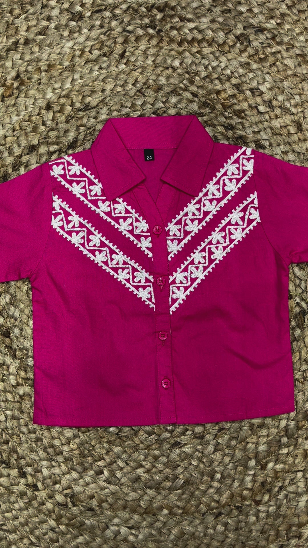 Girls Hot Pink Embroidered Co-Ord Set [GCS-7518] (4-12Years)