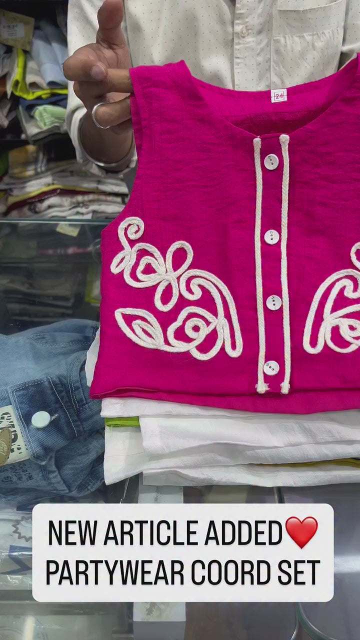 Girls Maroon Bloom Embroidered Co-Ord Set [GCS-4D-2245] (4-12 Years)