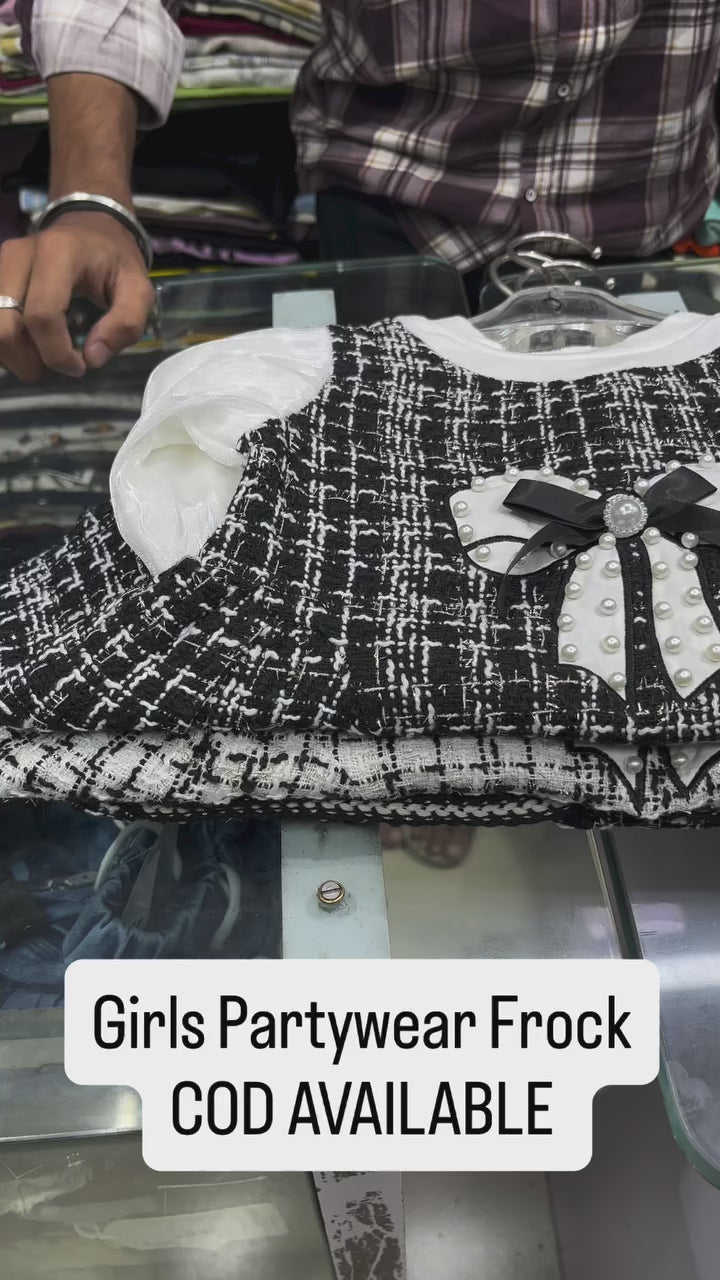 Girls Imported Black & White Frock [GF-6410] (9M - 4Years)