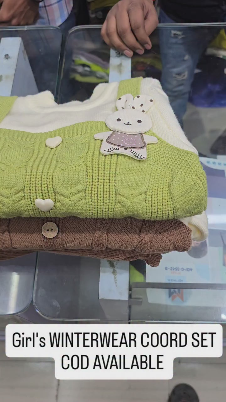 Girls Korean Knitted Winter Co-Ord Set [GCS-6345](1-6 Years)