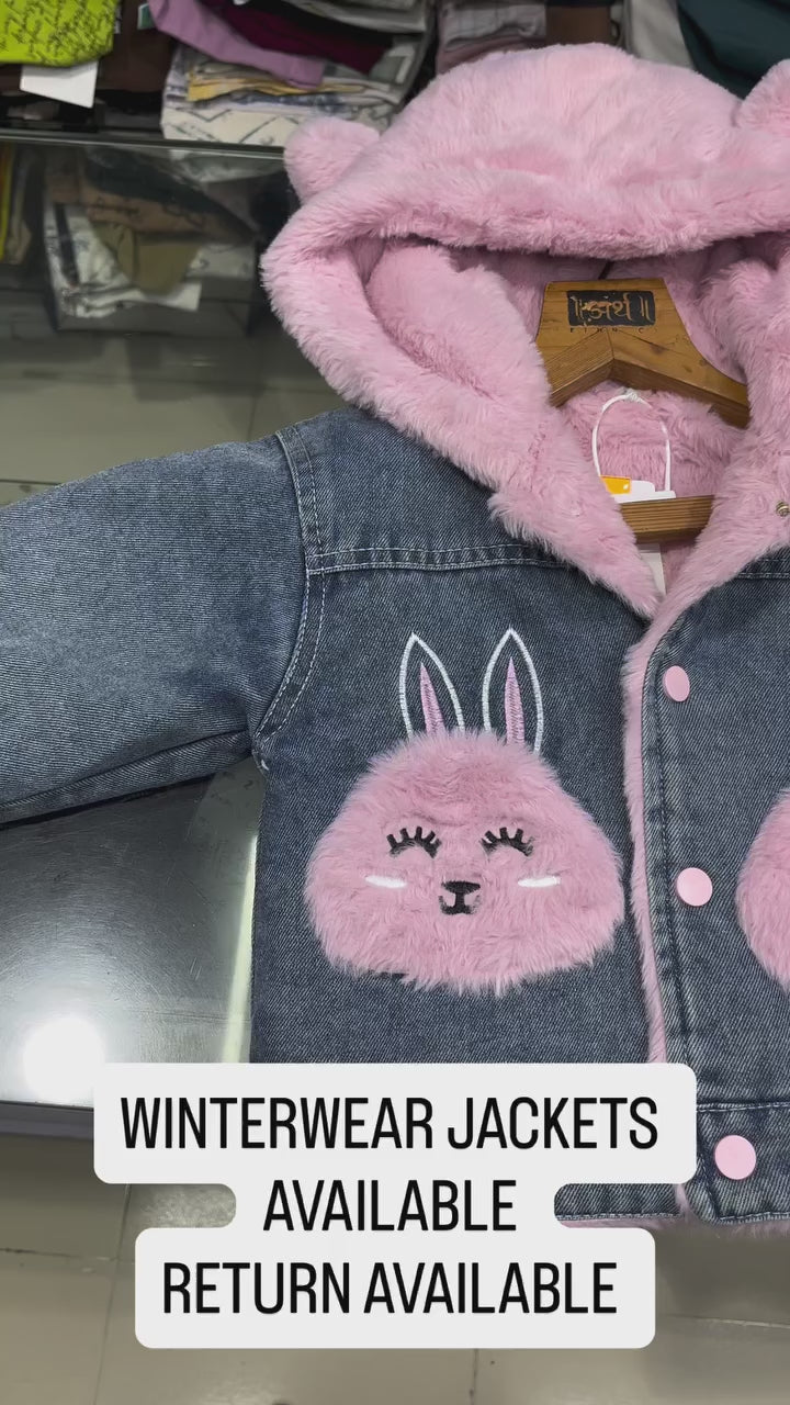 Girls Imported Winter Hoodie Fur Jacket [GT-154] [ 3-10 Years ][Only Jacket]