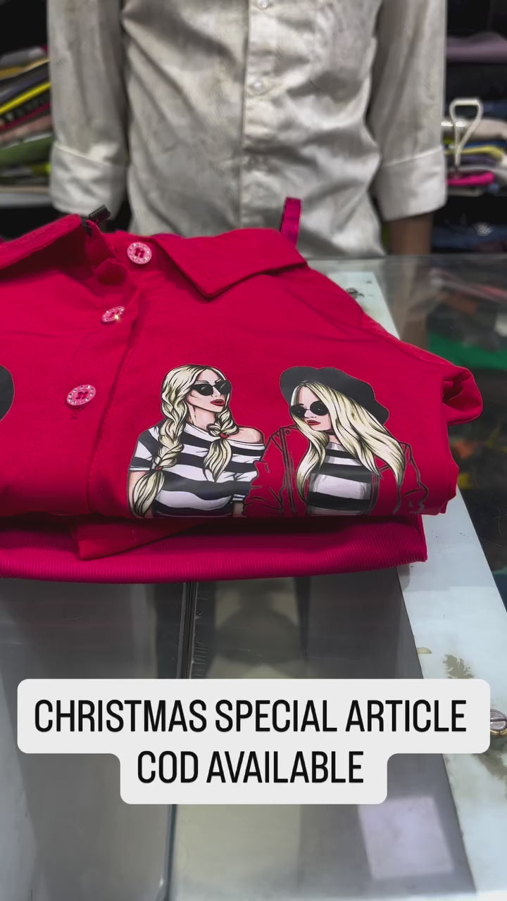 Girl's Causal Red Co-Ord Set [GCS-6200] (4-12 Years)