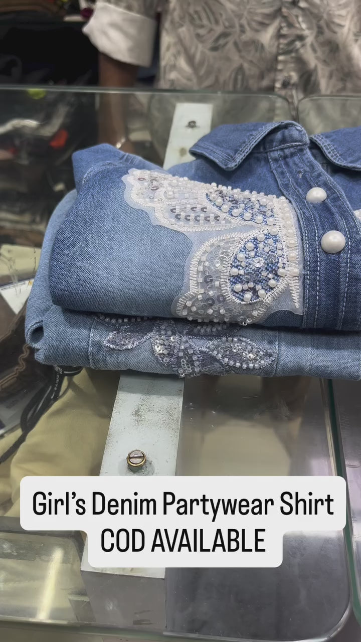 Girls Denim Fancy Designer Party Wear Shirt [GT-187] [4-12 Years]