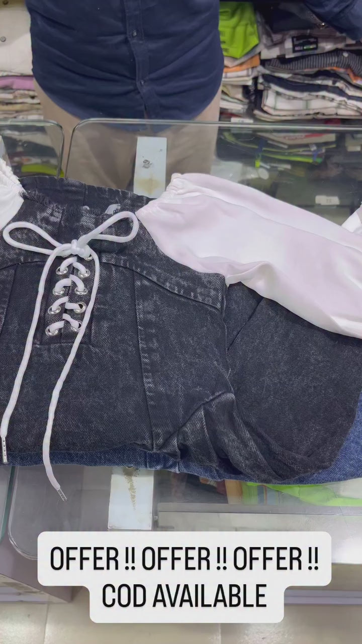 Girls Designer Blue Denim Dress [GD-3B-1658] (4-12Years)
