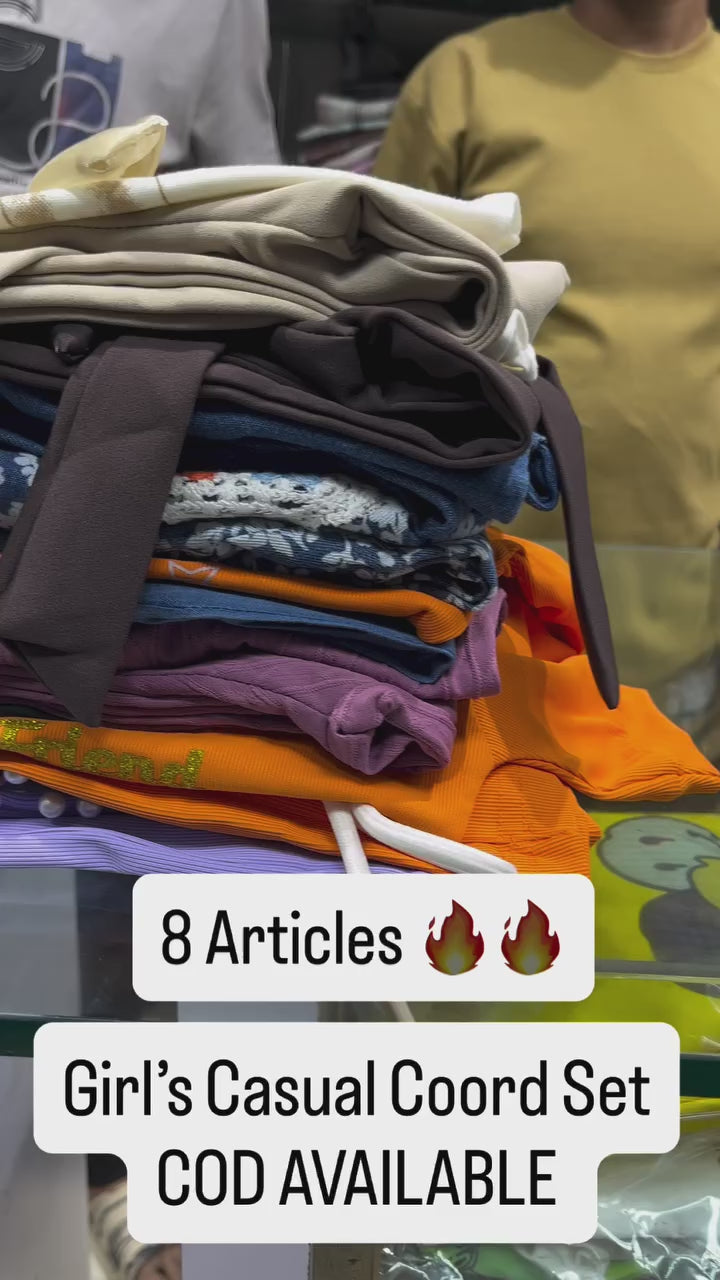 Girl's Beige Bow Co-Ord Set  [GCS-6449] (4-12 Years)