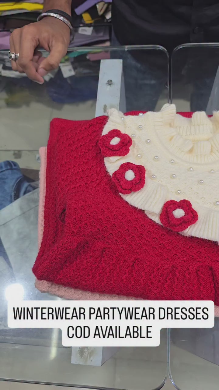 Girls Korean Knitted Winter Dress [GF-6352] (1 - 6Years)