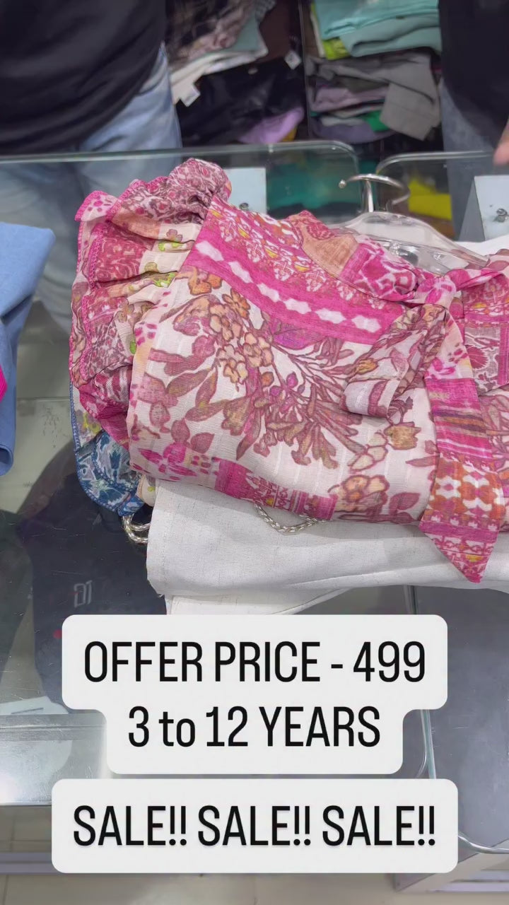 Girl's 2 Piece Printed Blue Co-Ord Set [GCS-6099](3-12 Years)