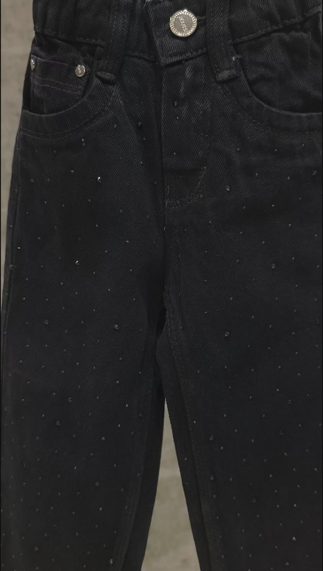 Girls Black Embellished Denim Jeans[GJ-980] (1-12Years)