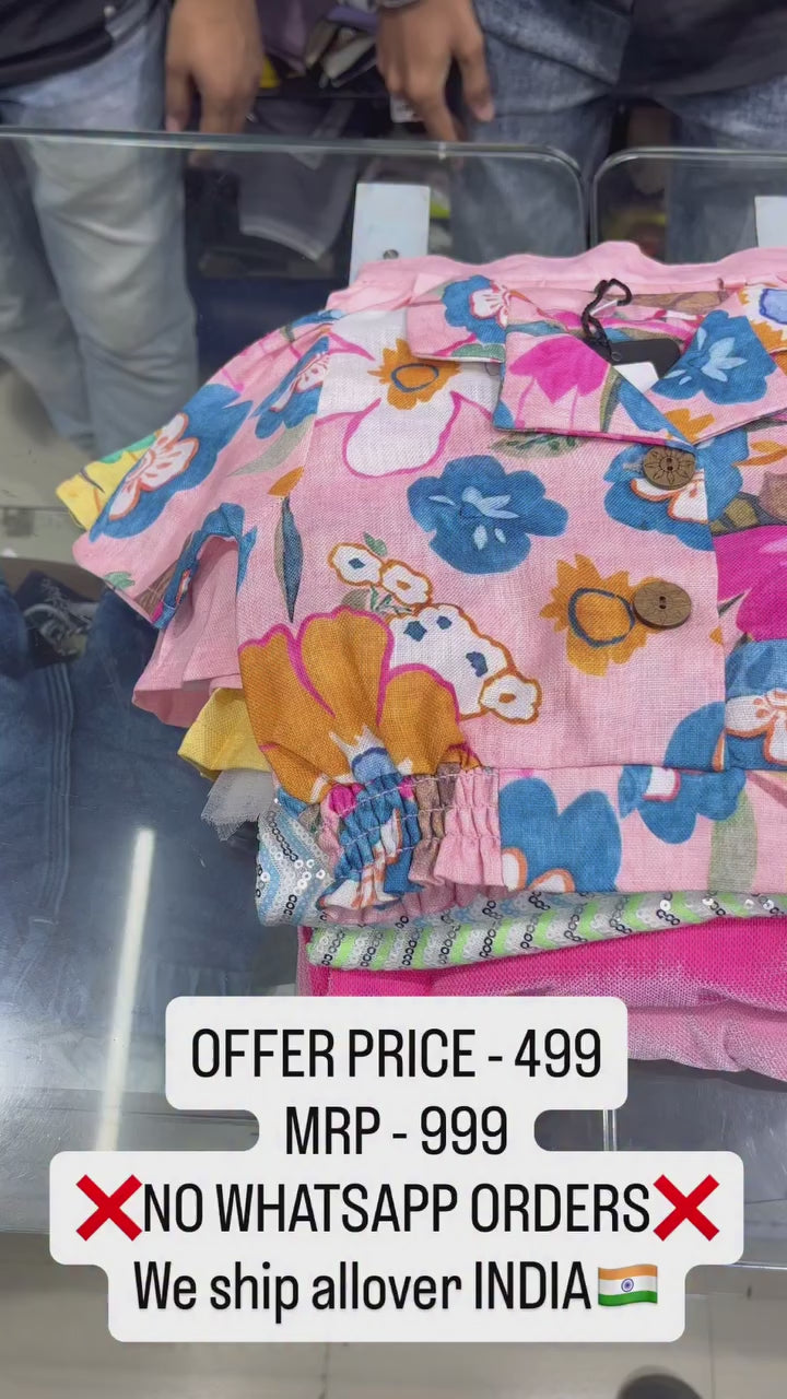 Girl's Printed Yellow Co-Ord Set [GCS-6300](1-7 Years)