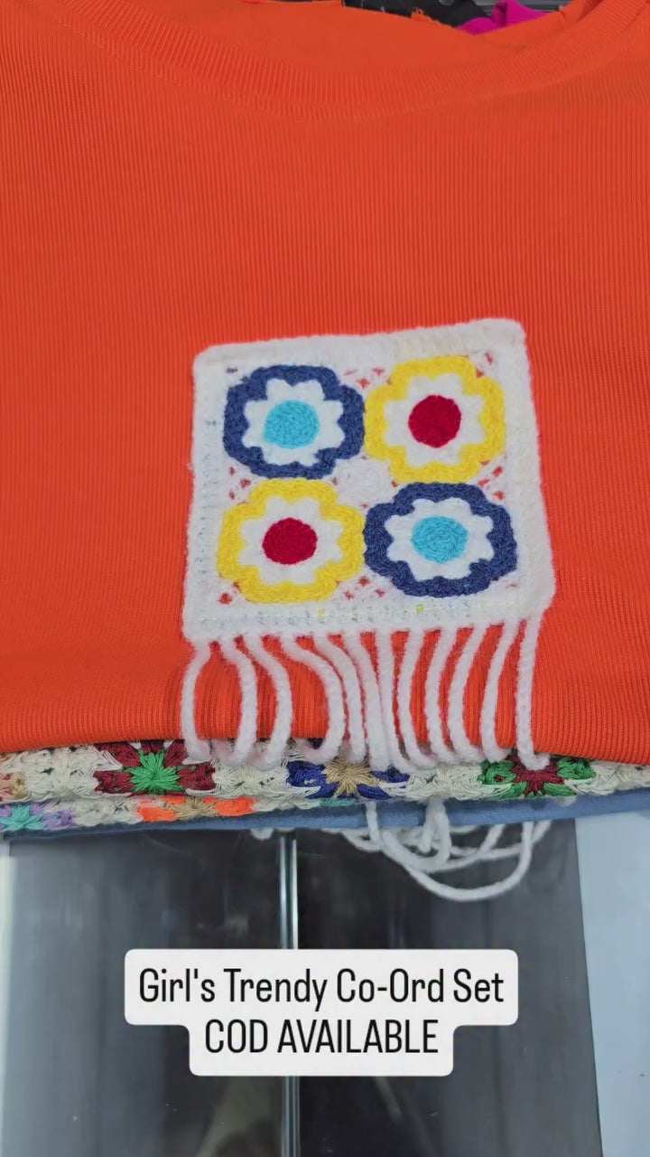 Girls Fancy Patch Hot Pink Co-Ord Set [GCS-2000] (3-12 Years)