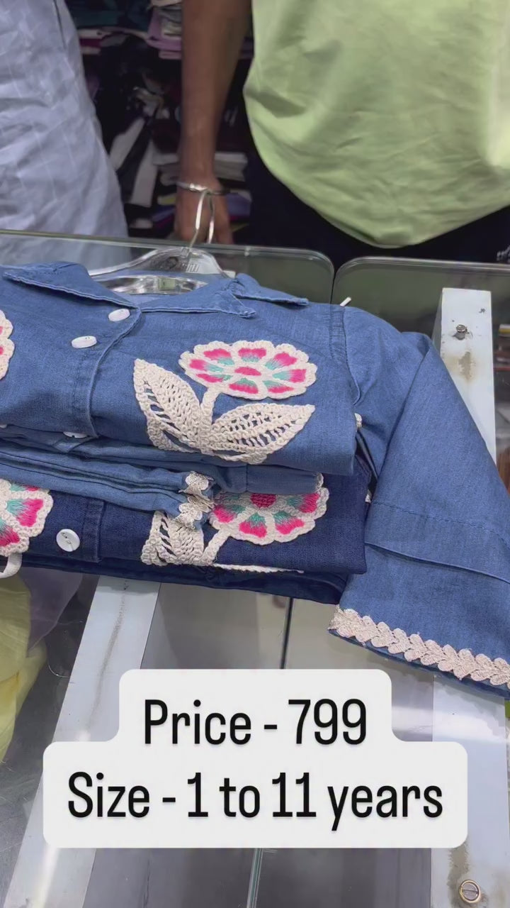 Girl's Denim Co-Ord Set [GCS-6632]  (1-11Years)