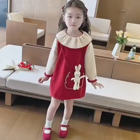 Girls Korean Knitted Winter Dress Teddy [GF-6320] (2 - 6Years)