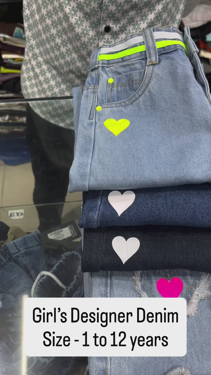 Girls Straight Fit Ice-Blue Jeans [GJ-952] (1-12Years)