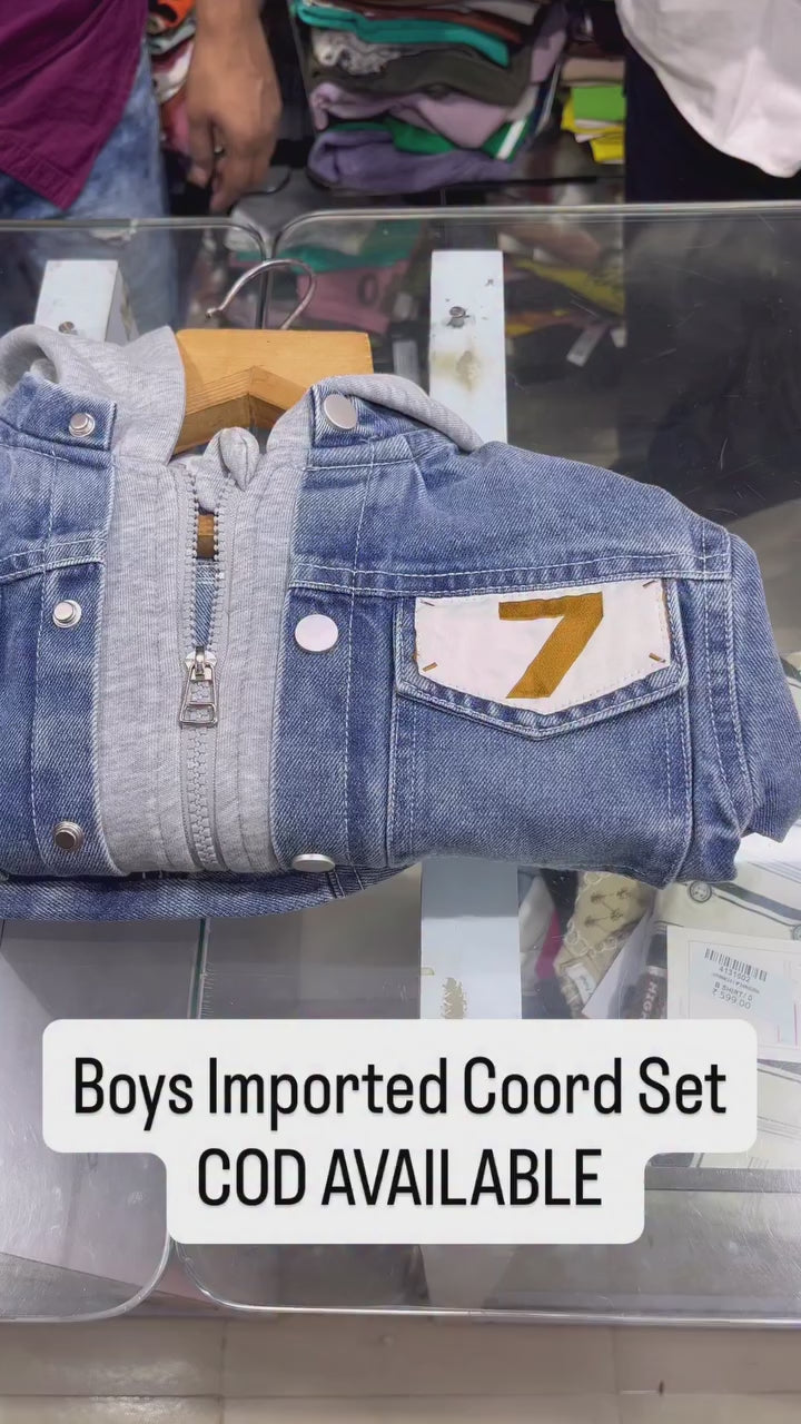 Boys Imported 2 Piece Denim Zipper Co-Ord Set [BT-6080] [2 - 7 Years]