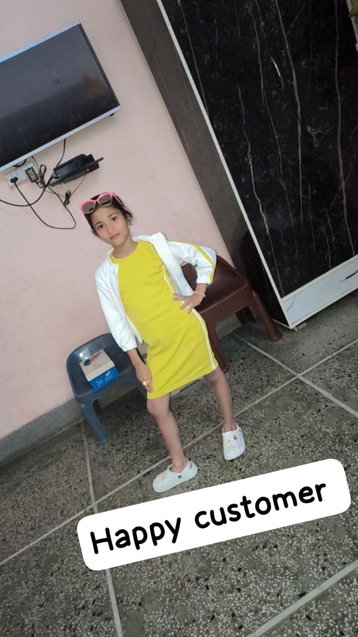 Girls Mustard Yellow  Bodycon Dress With Zipper [GD-7360] (4-12 Years)