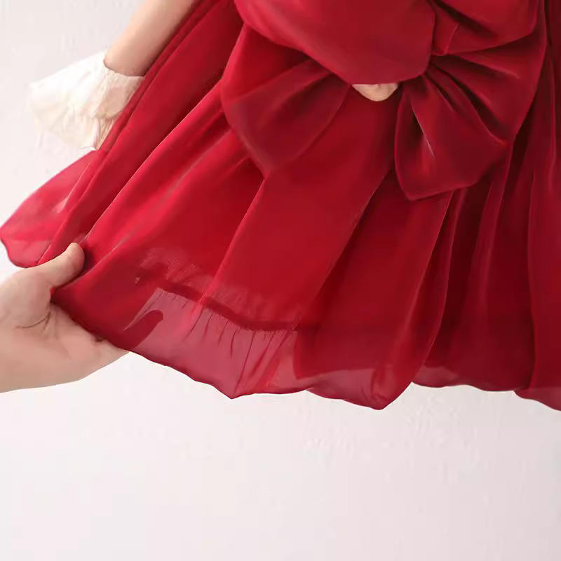 Girls Red Partywear Imported Frock  [GF-2025] (9M - 4 Years)