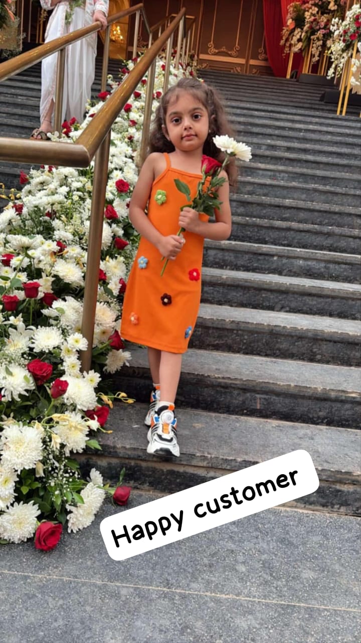 Girls casual Orange Bodycon Dress [GT-3855] (2-12 Years)