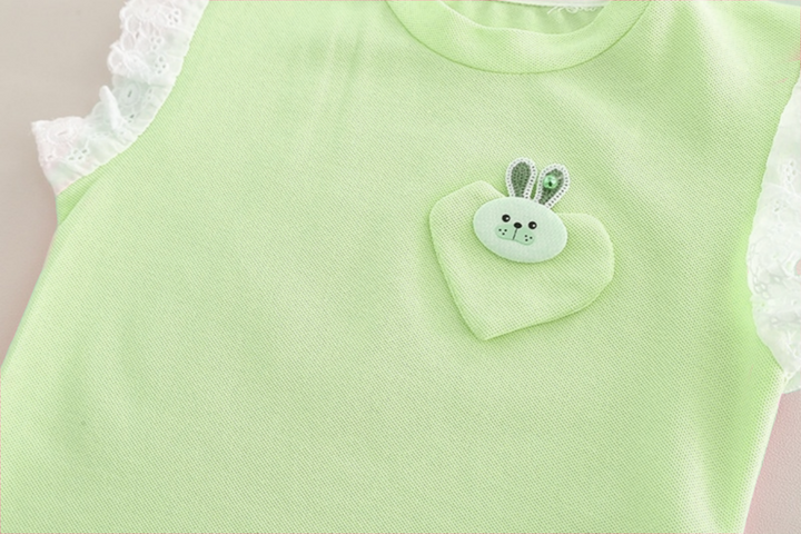 Girl's Summer Imported Green Co-Ord Set [GCS-2028] (2-7 Years)