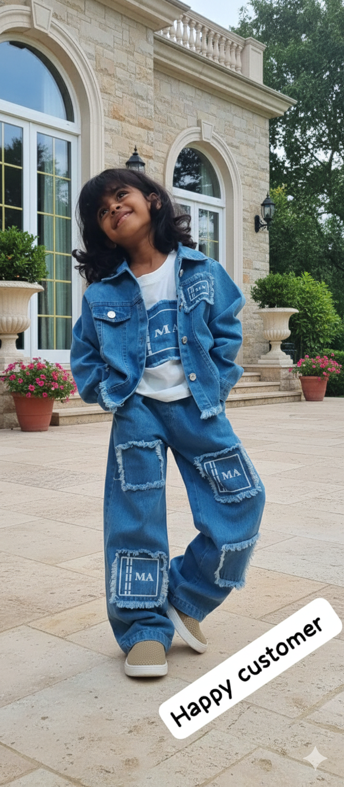 Girls Denim Co-Ord Set [GCS-5058] (1-12Years)