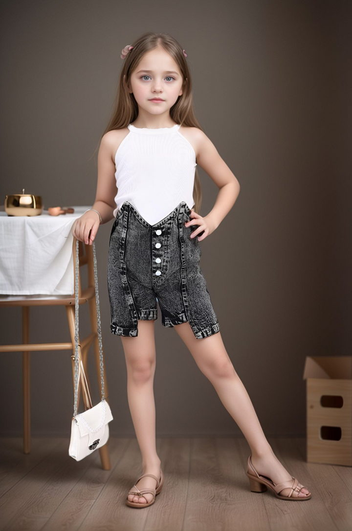Girl’s Imported Co-Ord Set (With Leather Purse) [GCS-7095](1 -7Year)