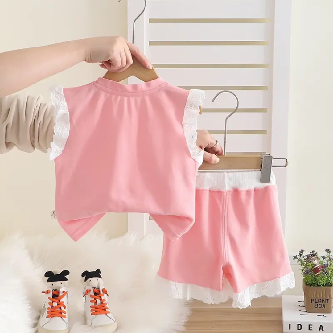 Girl's Summer Imported Pink Co-Ord Set [GCS-2027] (2-7 Years)