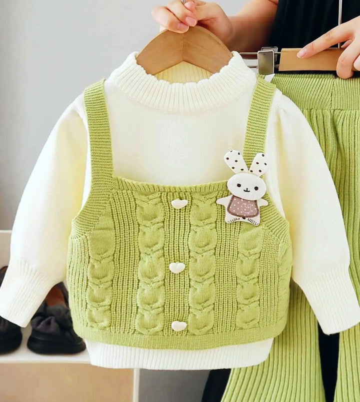 Girls Korean Knitted Winter Co-Ord Set [GCS-6345](1-6 Years)