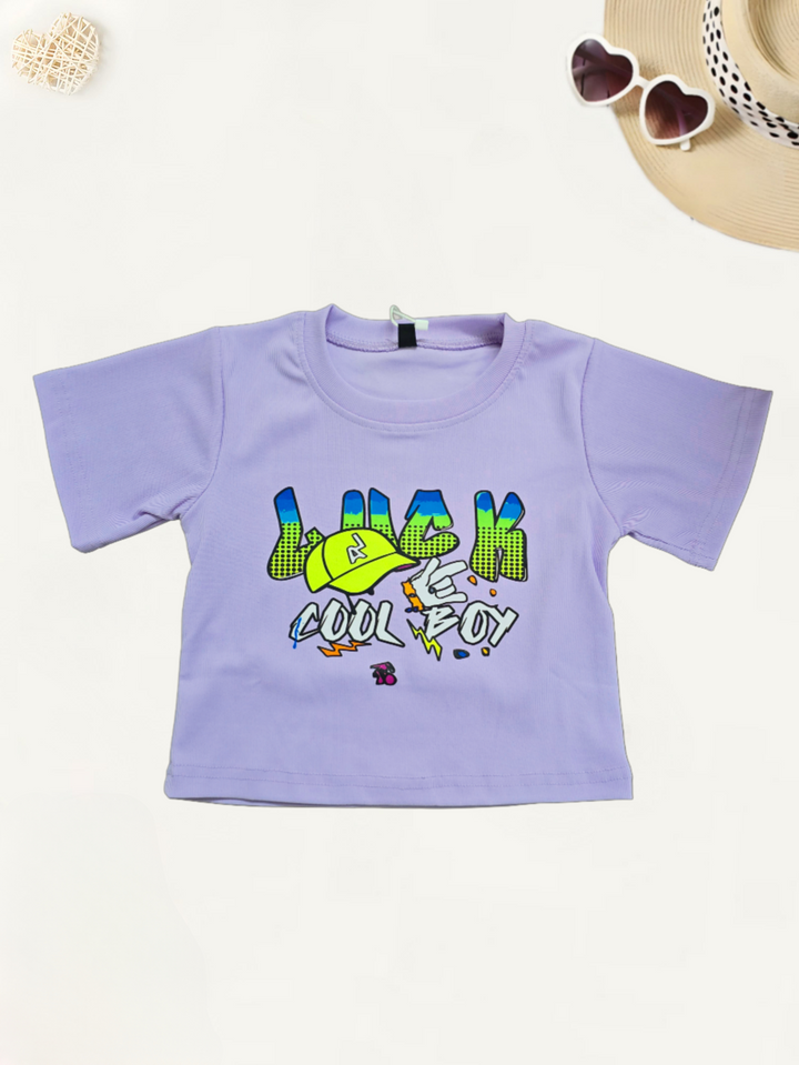 Girls Lavender Over Size T-Shirt With Back Print [GT-586] [ 4-12 Years ]