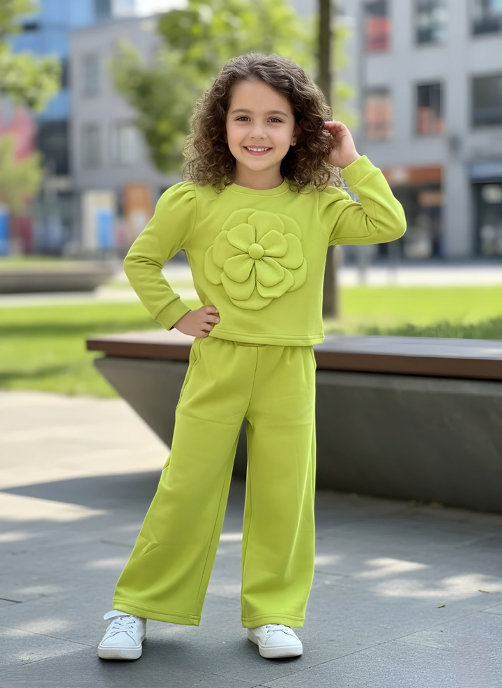 Girl's Designer Green Co-Ord Set [GCS-6459] (4-12 Years)