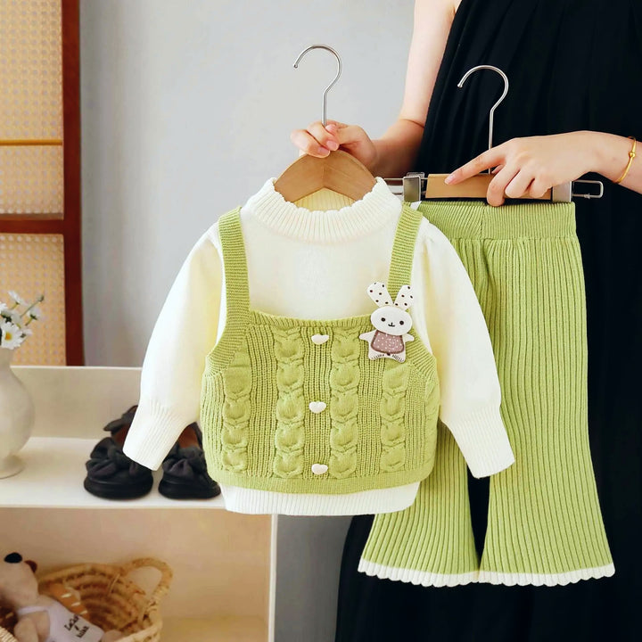Girls Korean Knitted Winter Co-Ord Set [GCS-6345](1-6 Years)
