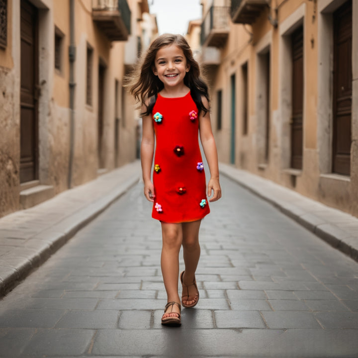Girls casual Red Bodycon Dress [GT-3850] (2-12 Years)