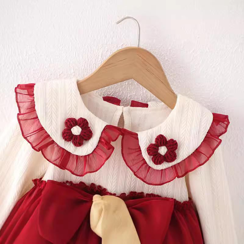 Girls Red Partywear Imported Frock  [GF-2025] (9M - 4 Years)