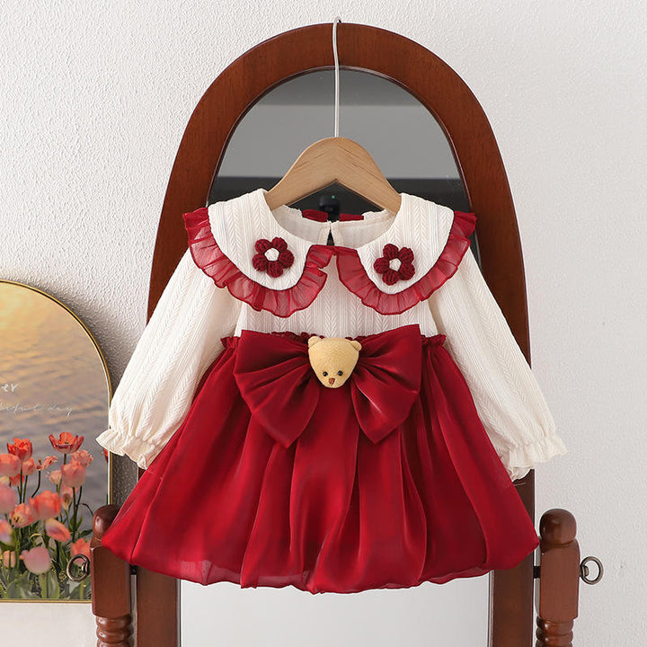 Girls Red Partywear Imported Frock  [GF-2025] (9M - 4 Years)