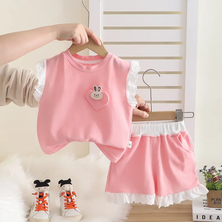 Girl's Summer Imported Pink Co-Ord Set [GCS-2027] (2-7 Years)