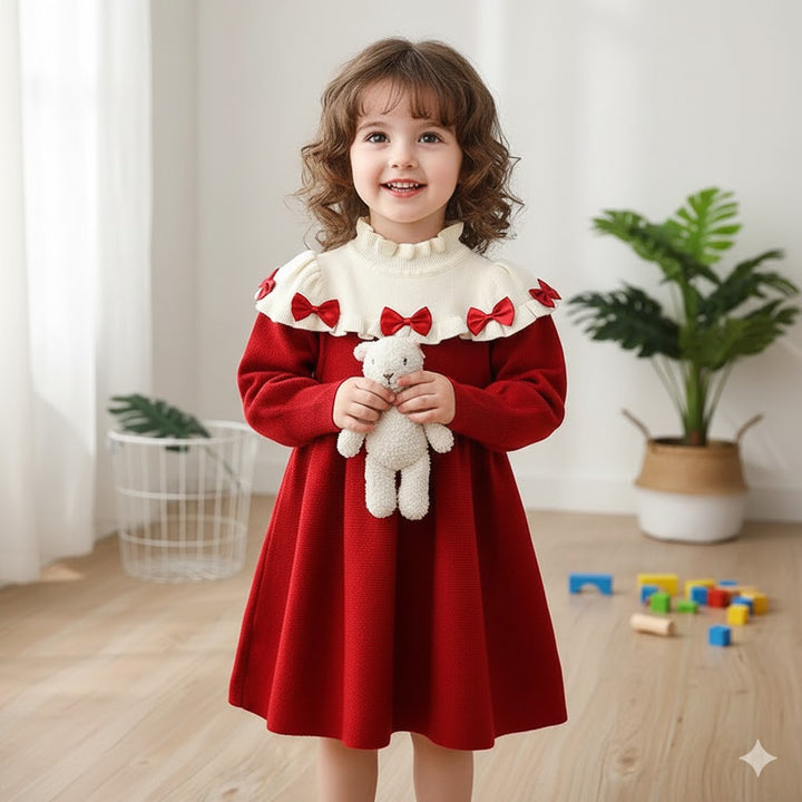Girls Imported Knitted Winter Wear Frock [GF-6353] (1 - 6Years)