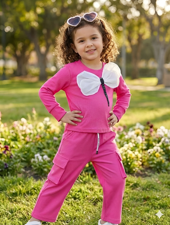 Girls Pink Cargo Pocket Co-Ord Set [GCS-9913] (2-11Years)