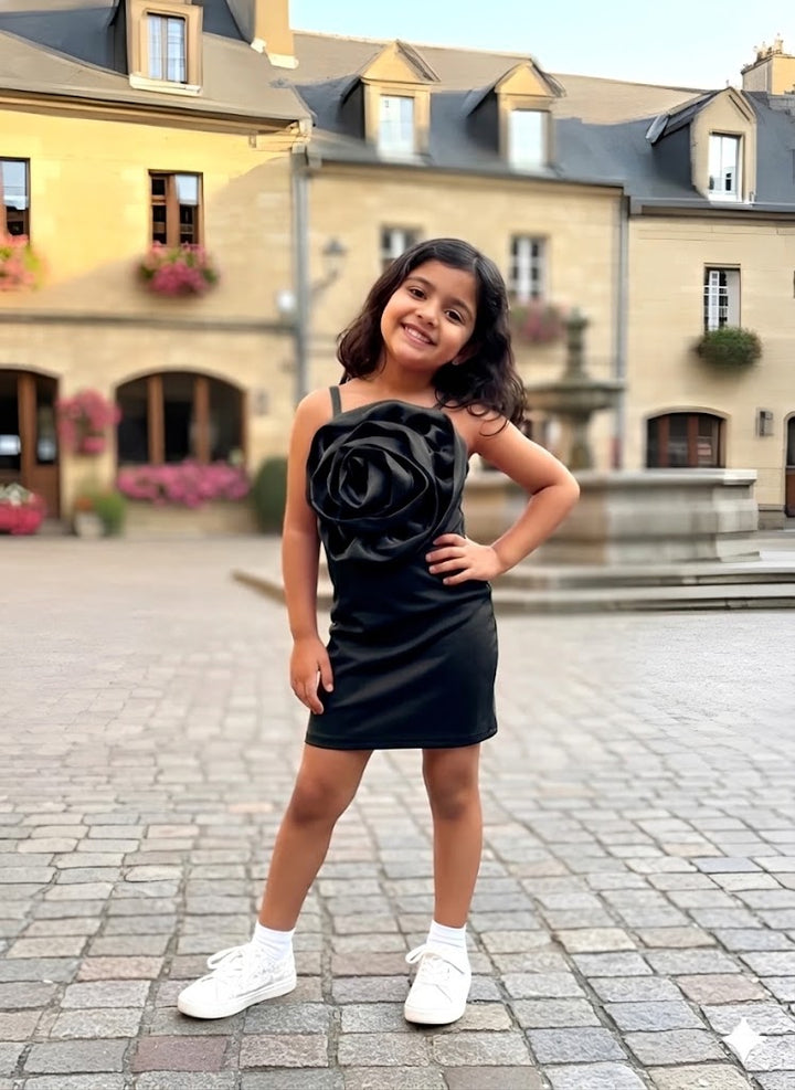 Girls Black Bodycon Dress [GD-6768] (3-12 Years)