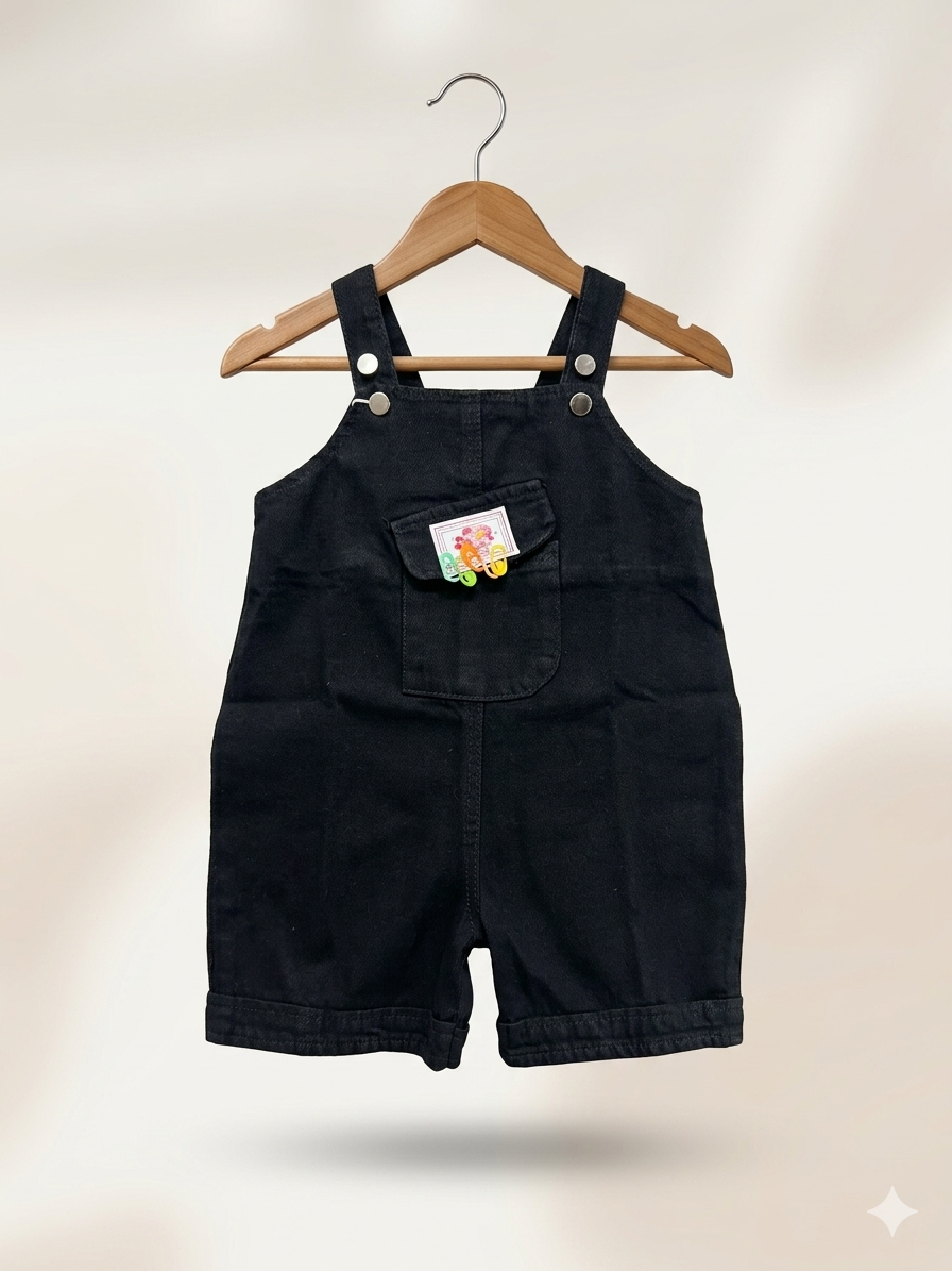 Girls Black Denim Jumpsuit  [GD-4789] (1-6Years)