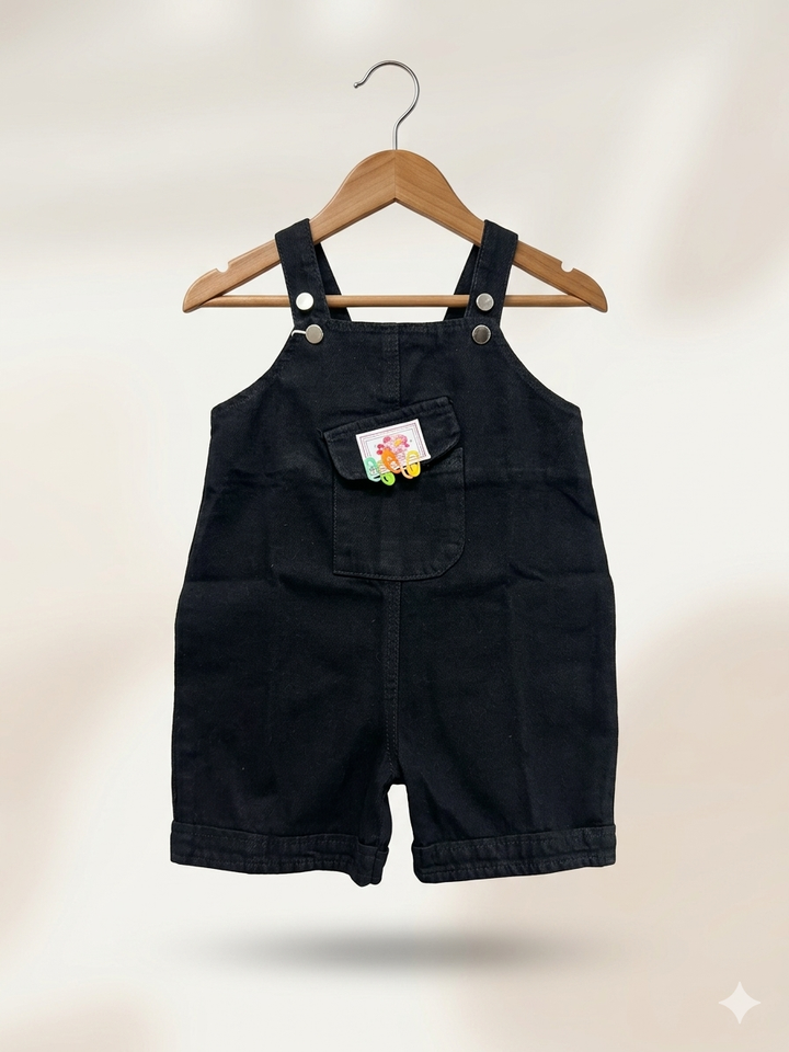 Girls Black Denim Jumpsuit  [GD-4789] (1-6Years)